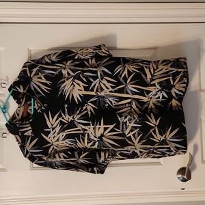 Tori Richard Hawaiian Bamboo Print Button Down Dress Silk Shirt - Size L